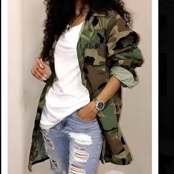 Jackets & Blazers - Over sized camo army jacket